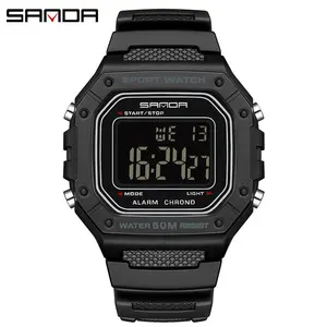 Sanda AliExpress Hot Sale Electronic Watch Men's and Women's Sports Swimming Waterproof Korean Version Square Simple Alarm Clock Student Watch