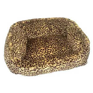 Plush Leopard Lounge Dog Bed