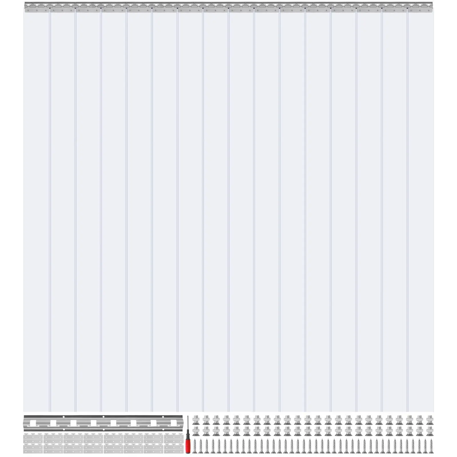 【FathersDayGift】VEVOR Strip Curtain 16PCS, 96" Height, 96" Width, 0.08" Thickness, Clear Smooth Plastic Door Strips with 50% Overlap, PVC Strip Door Curtain Freezer Curtain for Warehouses, Walk in Freezers, Coolers
