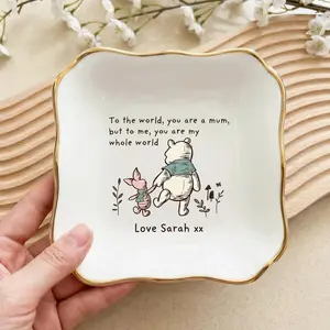 Personalized Gift Jewelry Dish, Custom Gift Trinket Dish For Mom Present, Jewelry Ring Holder Keepsake, First Mother’s Day Gift Idea