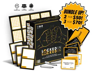 Locked-In: The Ultimate Party Game for 2-10 Players - 400 Prompt Cards, 14 Wild Cards, 10 Answer Boards, Markers & Voting Cards! Perfect for Game Nights, Group Trips & Icebreakers - Fun Social Showdown with Voting Cards & Wild Card Flips