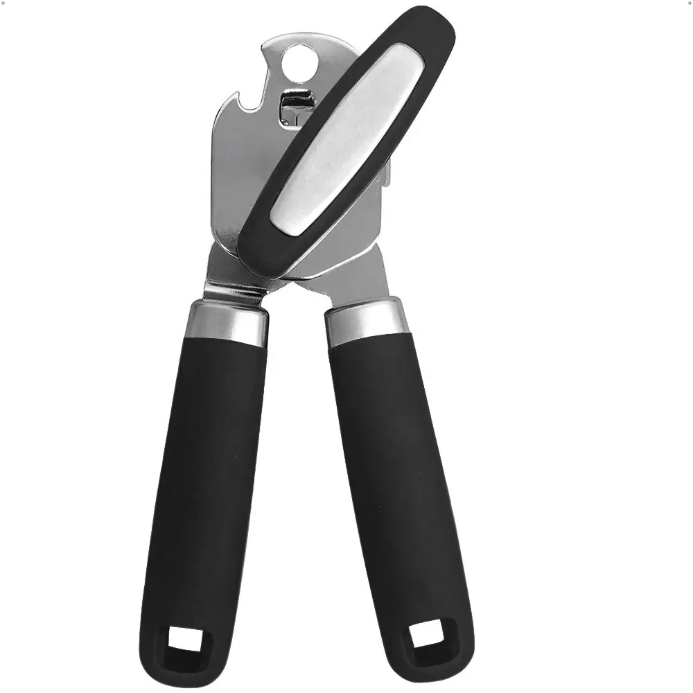 GORILLA GRIP Heavy Duty Stainless Steel Smooth Edge Manual Can Opener and Bottle Openers, Soft Comfortable Handle, Oversized Handheld Turn Knob, US Designed Multifunctional Kitchen Tool