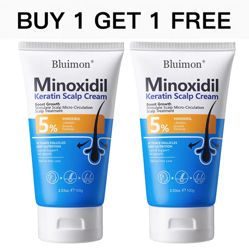 Buy 1 Get 1 Free Hair Growth Scalp Cream with 5% Minoxidil, Keratin & Ginger, Anti-Hair Loss Treatment for Men and Women, Buy 1 Get 1 Free Product
