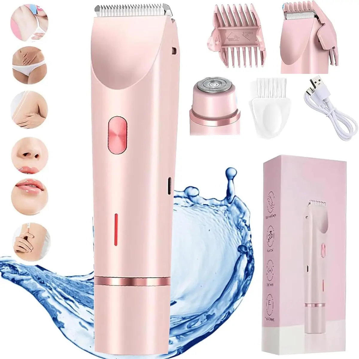 Dual Head Shaver Women, 2 in 1 Electric Shaver Trimmer, 1 Box Rechargeable Shaver Machine with LED Display, Detachable Head Shaver Razor, Cordless Wet and Dry Dual Use Hair Removal Tool, Christmas Gift, Winter