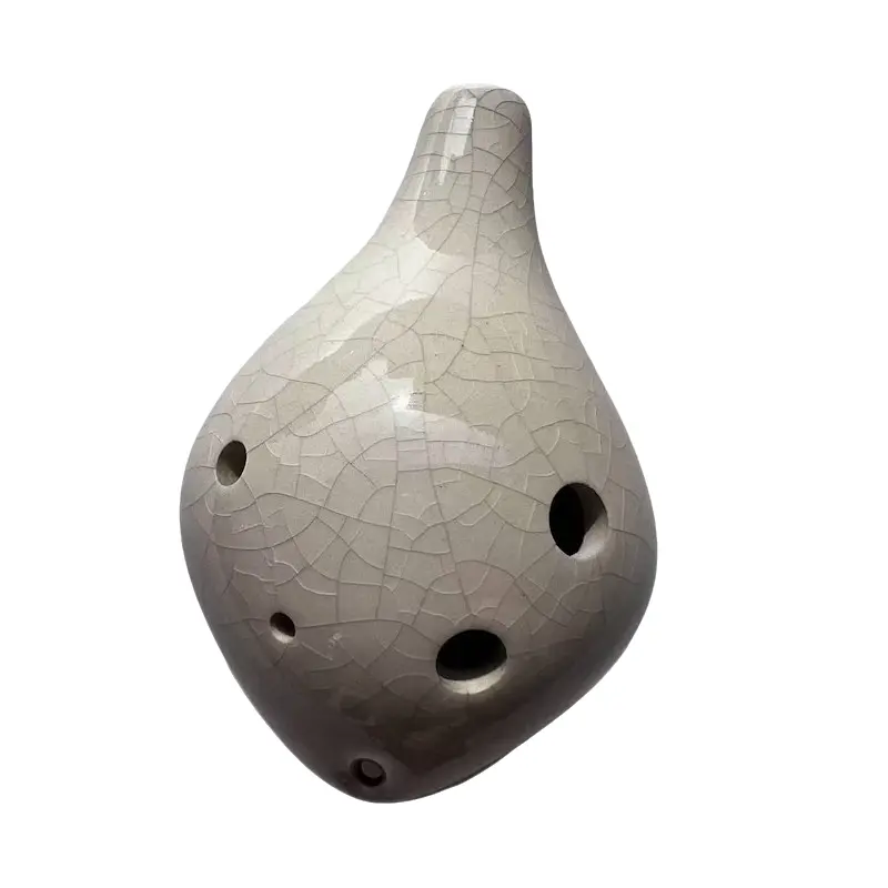 1PC 6-Hole Alto C Ocarina – Crackle Finish Ceramic Ethnic Wind Instrument, Includes Ocarina, Lanyard, Velvet Pouch, and Instruction Book, Musical Instruments
