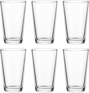 16 oz Pint Glasses Set of 6 – Premium Clear Drinking Glasses with Heavy Base, Durable Dishwasher Safe Beer Glasses for Home Bar, Cocktails, Water