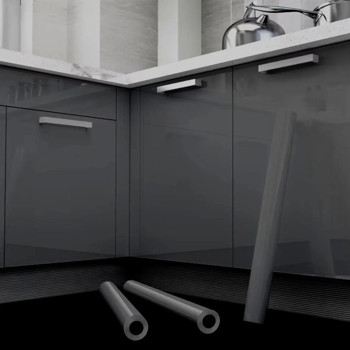 Black Glossy Peel-and-Stick Waterproof Removable Vinyl Contact Paper - Pre-Pasted, Glue-Free, Renter-Friendly, Stick-On Wall-Safe Furniture Stickers for Cabinets, Countertops, Glue-Free Furniture Stickers, Pre-Pasted Furniture Stickers