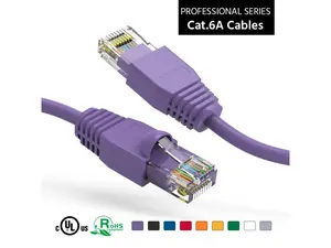 Nippon Labs 6Ft Cat6A UTP Ethernet Network Booted Cable,24AWG 6 Feet Gigabit LAN Network Cable RJ45 High Speed Patch Cable, Purple, 60CAT6A-6PU