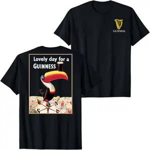 Guinness Toucan Lovely Day Beer Graphic T-Shirt, Vintage Irish Stout Poster Print Tee, Classic Brewery Artwork Black Unisex Streetwear Casual Summer Shirt