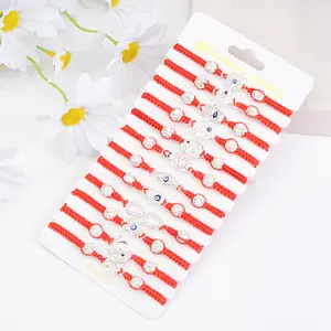 12pcs Evil Eye Bracelets for Women Evil Eye Choker Necklace Red String Rope Handmade Adjustable Waterproof Lucky Ojo Bracelets for Men