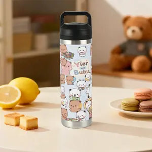 Yier and Bubu Viral Aesthetic 20oz Insulated Tumbler With Handle Lid, TikTok Trending Kawaii Anime Drinkware, Double Wall Vacuum Insulated Travel Mug With Straw Lid, Leak Resistant Portable Cup for Daily Hydration, Viral Unboxing Gift Bottle