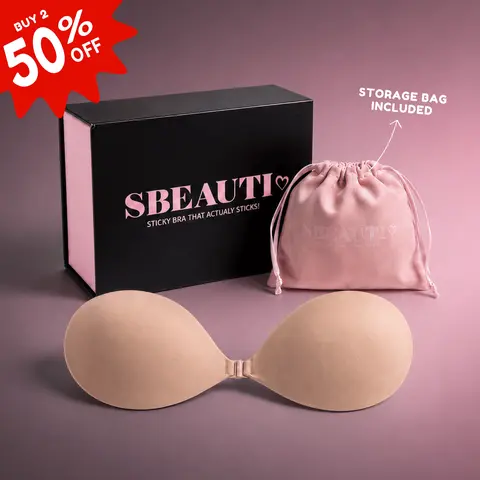 SBEAUTI Push Up Sticky Bra for Women - Strapless Seamless Adhesive Invisible Bra, Waterproof Sweat-Proof, Reusable, Derm-tested, Backless Cleavage Lift for Wedding Party Date Night Summer,sohochic