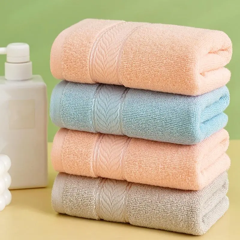 4pcs-Wholesale pure cotton face towels for adults—soft, absorbent, and lint-free; ideal for home use.