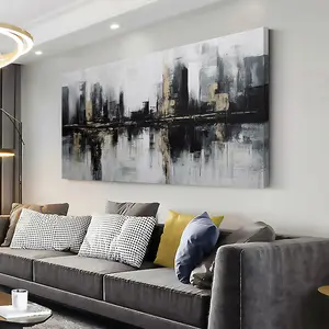 2D Modern Cityscape Canvas Art - Framed and Gallery-Wrapped. High-Quality Canvas Print, Ideal for Living Rooms, Bedrooms, Offices, and Home Decor.