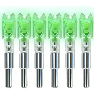 jianZD 6-Pack Crossbow Lighted Nocks, Impact-Resistant PC with High-Transparency LED-Lit Tips and ON/OFF Switch for Night & Jungle Hunting, Fits .285-.305 ID Bolts