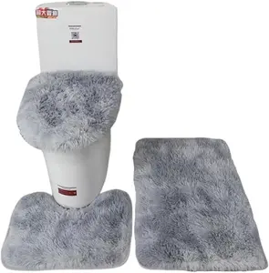 3pcs Fluffy Bathroom Mat Set - with Toilet Cover Cover. Soft, absorbent, non-slip, thick machine washable, suitable for front of sink, bathtub and shower area, non-slip rugs|Fashionable Bathroom Decorations, Christmas Gifts, Winter Home Decoration