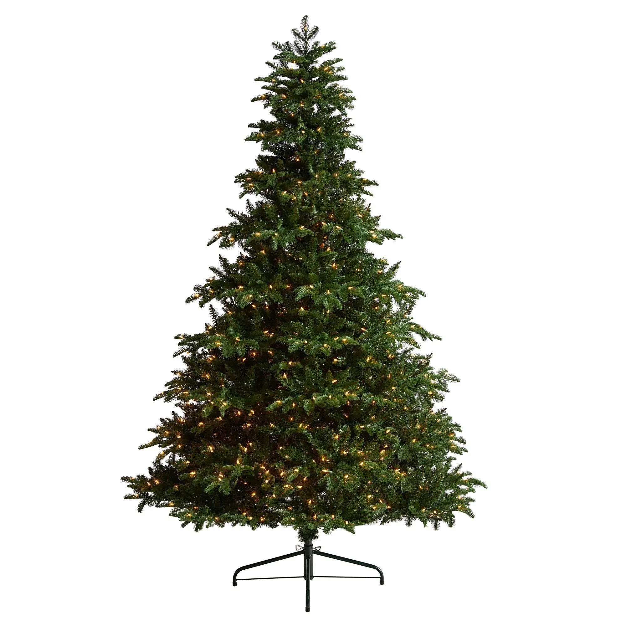 Traditional 8ft South Carolina Spruce Standing Christmas Tree, Indoor Decoration with Metal Stand, Pre-Strung 700 Warm White Lights, 3412 Bendable Branches, Full-Figure Lifelike Home & Holiday Supply, Indoors