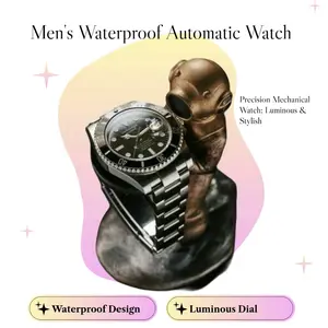 Men's Automatic Mechanical Wristwatch Business Style Waterproof Stainless Steel Bracelet Rotating Bezel Full Dial Luminous