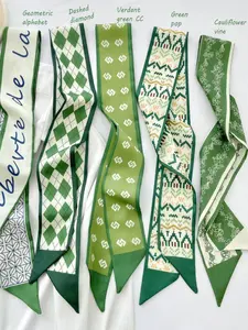 5 Pcs Long Silk Scarf Versatile Hair Tie Letter Floral Bow & Bag Binding & Handbag Gift & Hair Accessory Set Scrunchies