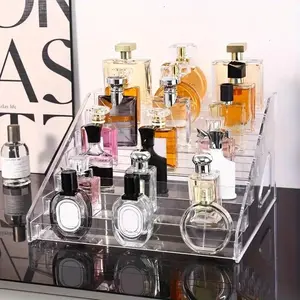 Multi-Layer Transparent Acrylic Perfume Storage Rack, 1 Count Desktop Makeup Organizer, Home Display Stand for Perfume & Cosmetics