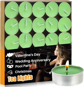 25 count Green  Lights Candles Set - Mini Votive Tealight Candles  Candle with Cotton Wick for ,Pool,Shabbat,Wedding,,Christmas
