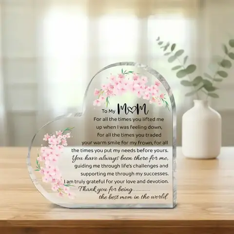 Acrylic Mom Gift, 1-Count or 12 pcs/set Thank You Gift for Mom, Definition Acrylic Heart Plaque Desk Sign Ornament for Tabletops and Home Decor