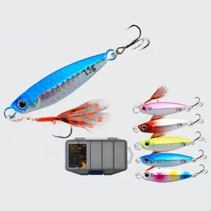 Artificial Fishing Lure, 5 Counts/set Random Color Fake Fishing Bait with Storage Box, Outdoor Fishing Accessories for Fishing Enthusiasts