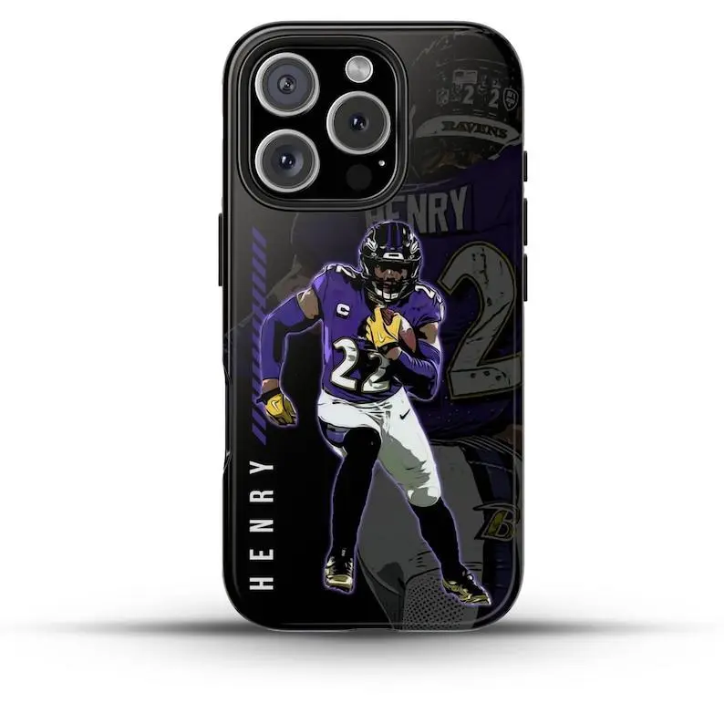 Derrick Henry Football Inspired TPU Multi-Camera Smartphone Casing, Shockproof Handheld Protector for iPhone 17-12 (Pro Max, Pro Plus) & Samsung S25-S23 Devices, Camera Guard Accessory