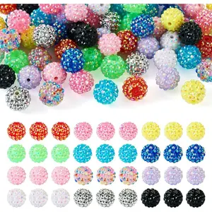 72 count 16mm Round  Rhinestone Beads Mixed Color Chunky Bubblegum Ball Beads for Beadable Pen Lanyards  Bag Chain  Making