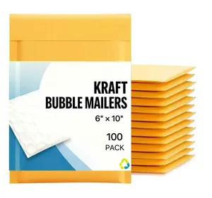 6x10 （6x9）Kraft Self Seal Bubble Mailer Padded Envelope, 100 Pieces