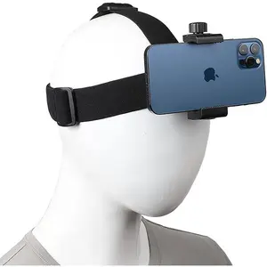 Head-Mounted Mobile Phone Holder,First-Person View Video Outdoor Live Shooting Bracket with Phone Clip(4"-7") for iPhone Samsung Smartphones and GoPro Insta360 Sony DJI Action Camera Head Mount Strap