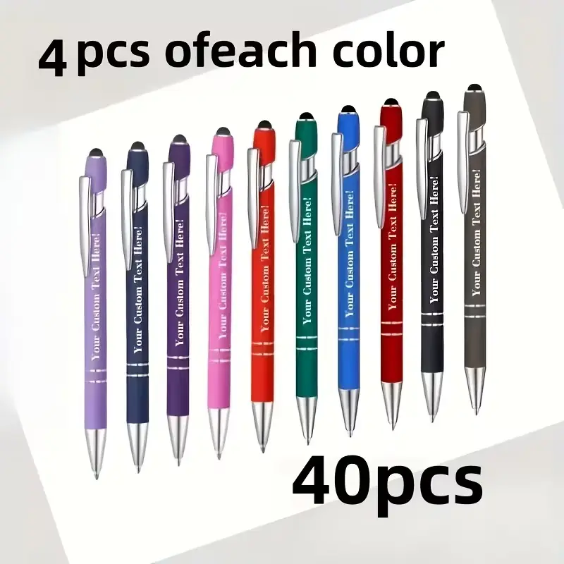 Customizable Metal Ballpoint Pen Set - 40-Pack Ball Tip Pens & Refills, Lightweight, Durable, Smooth-Writing, Ideal for Business Meetings, Gifting (Office Stationery)