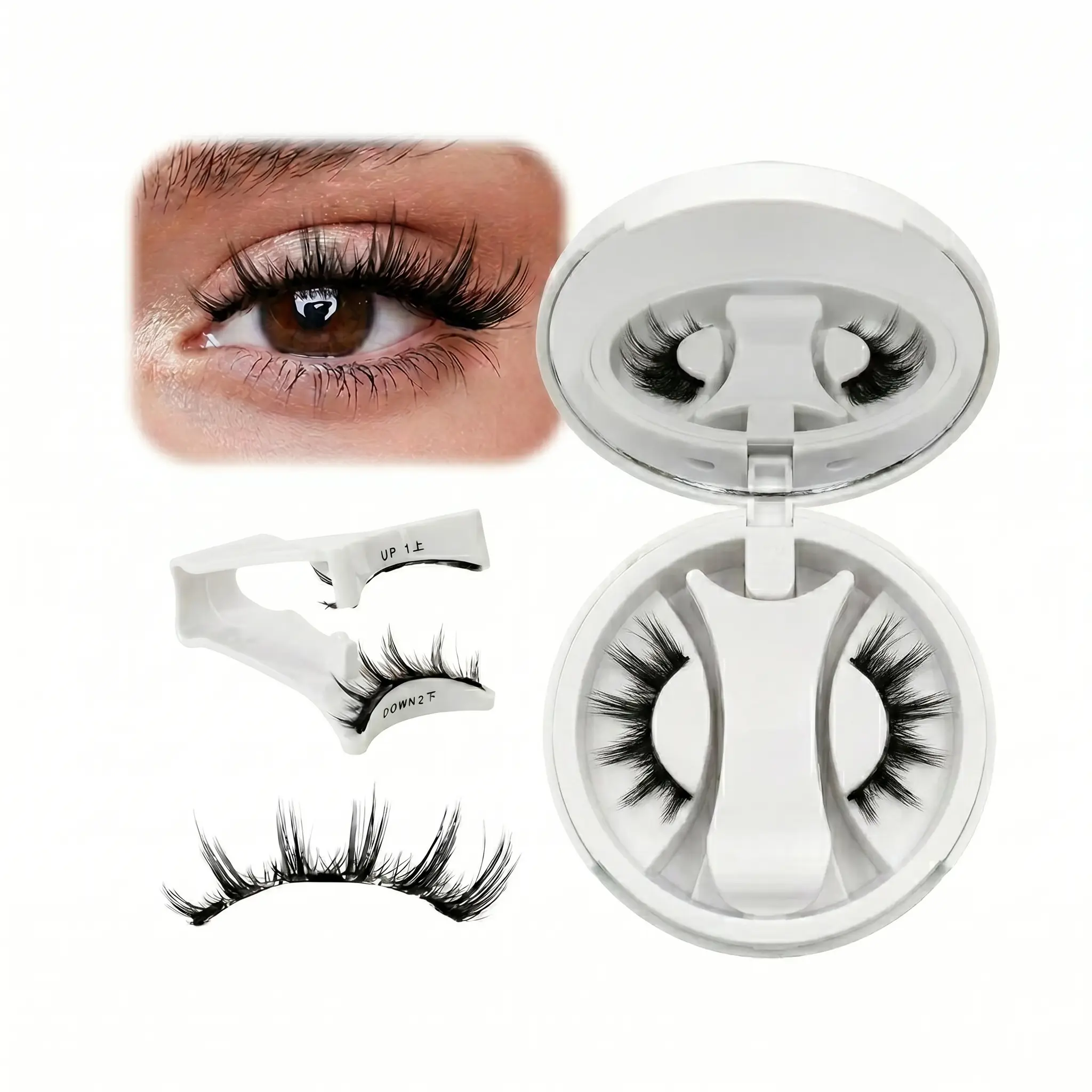 Reusable Magnetic Eyelash Clusters Kit with Applicator, No Glue Needed, Cat Eye Natural Look, Easy to Wear & Remove, Lash Extensions Makeup Cosmetic Tool