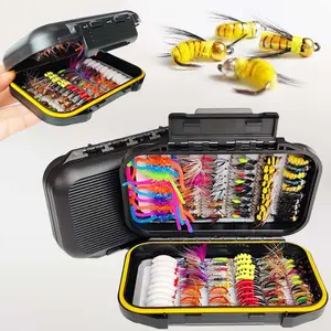 114Pcs-Set-Fly Flies Lure Fly Fishing With Dry/Wet Flies, Fly Fishing Lure Kit for Bass Trout Nymphs, Streamers, Fishing Accessories (Material Artificial Feather&Rayon)