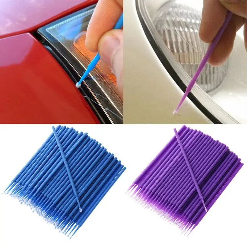 100pcs  Brushes Paint Touch-up Up Paint Micro Brush Tips Auto Mini Head Brush Car Parts Head Mini Spray Car Applicator Stick, Handheld Automotive Tool