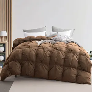 Feather Down Pinch Pleat Comforter - 100% Cotton Fabric, All-Season Duvet Insert with 8 Tabs, Warmth, Fluffy Design duvetcover Responsibly Sourced Luxury tiktokshopspringglowup