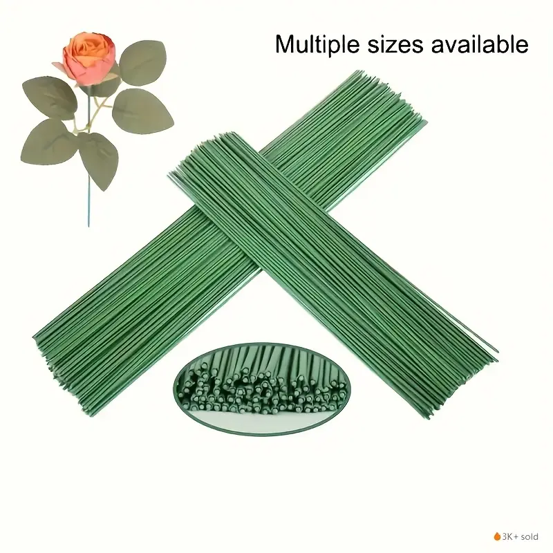 120pcs Plastic Flower Stems Artificial Floral Rods Wire Making Supplies Diy Rose Flower DIY Craft Bouquet Stem Decoration Handmade Crafts Diy Material (7.9"/9.8"/11.8")