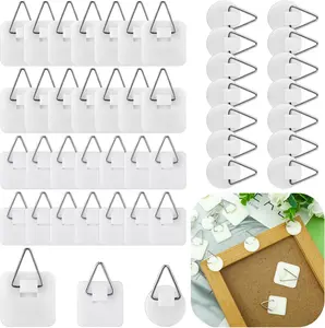 Picture Hanger Foamboard Picture Hanging Hooks 45 Pcs Adhesive Without Nails Plastic Sticky Photo Hooks Home Wall Art Photo Frame Bathroom Closet