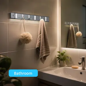 FIESONO Auto Sensor Light Wall Hook - Space-Saving Stainless Steel Storage Hook with Foldable Hooks for Entryway,  Living Room,bathroom decor，wall decor，Rechargeable Dimmer Motion Sensor Lights Wall Mounted Holder Wall Mount Compatible tiktokshopspringglo