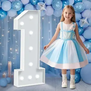 3FT Marquee Light Up Numbers Pre-Cut Frame Giant Marquee Numbers 0, Mosaic Numbers for Balloons, Birthday Anniversary Decorations Party Decor