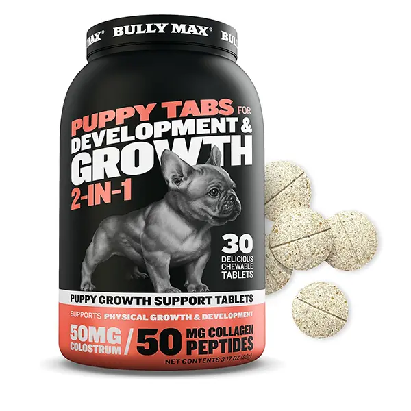 2-in-1 Puppy Vitamins & Supplements, 30 Chewable Tablets for Healthy Growth & Development, Daily Puppy Treats for Small & Large Breed Dogs, Can Be Used as Food Topper