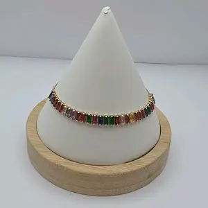 MULTICOLOR STONES  bracelet fashion style gold-plated adjustable 18K COLOR