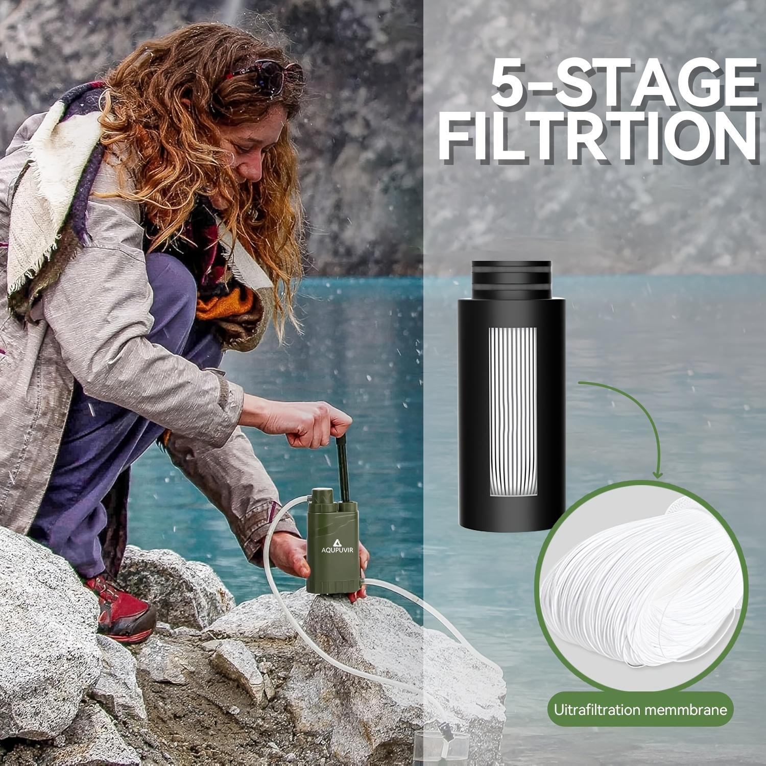 Portable Water Filtration Pump for Outdoor Survival, with Replaceable 0.01-Micron Carbon Filter | 4-Stage Filtration, Food-Grade ABS Material, Perfect Gift for Camping, Hiking, and Backpacking, Ideal for Easter, Independence Day, and Father’s Day
