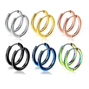Stainless Steel 2.5mm 10 Gauge Huggie Hoop Earrings Unisex Women Men 12-25MM E9