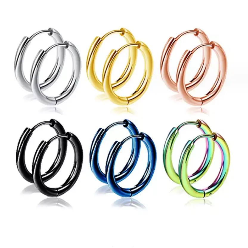 Stainless Steel 2.5mm 10 Gauge Huggie Hoop Earrings Unisex Women Men 12-25MM E9