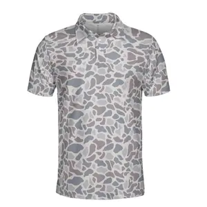 Mens Deer Camo Polo Shirt Outdoor Fishing Golf Shirt