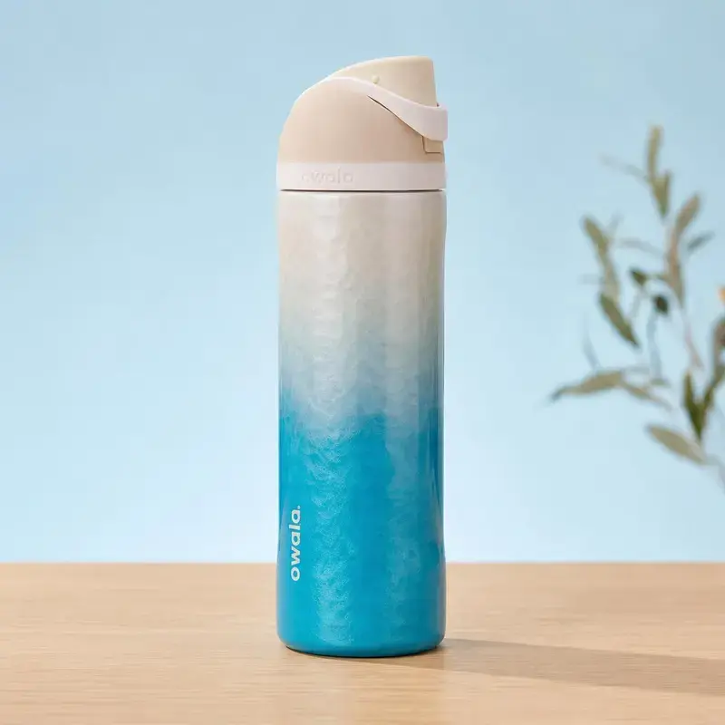 Owala FreeSip 24oz Sway Ocean Blue Gradient Water Bottle Insulated Stainless Steel Leakproof Straw Lid Travel Tumbler Cup Holder Friendly Beach Gym Outdoor Hydration Bottle
