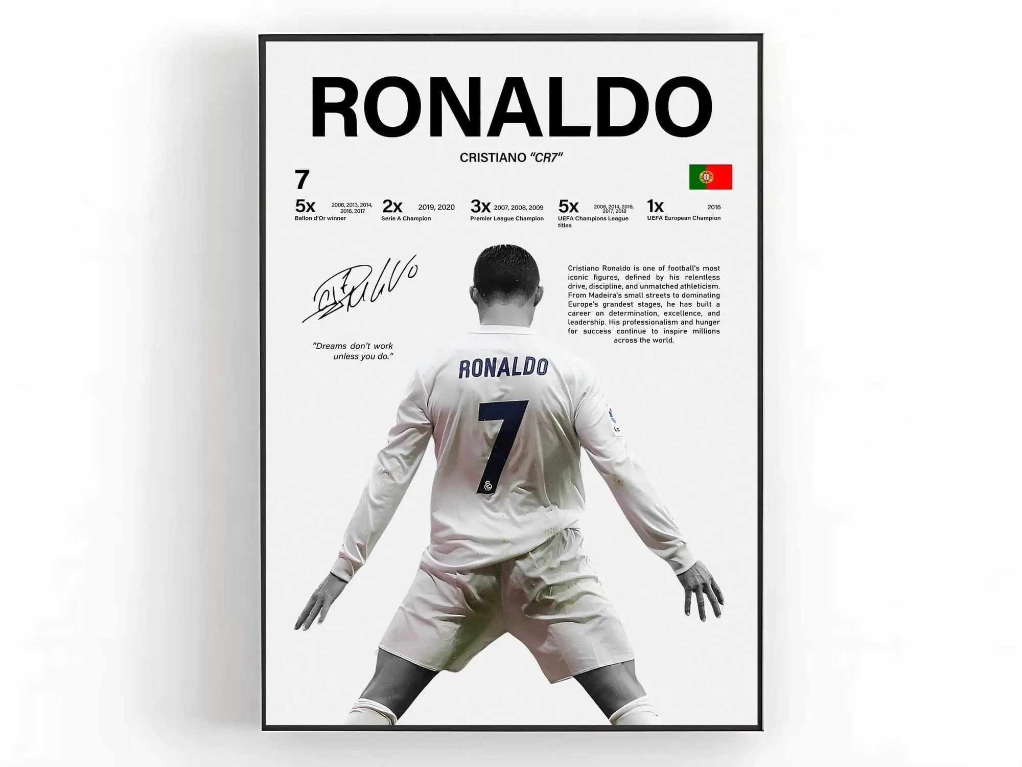 Cristiano Ronaldo Poster Football Wall Art Soccer Print Sports Room Decor Fan Gift ( Unframed - Print Only )