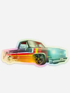 Auto World JCar Diecast Exclusive 1981 Chevy C10 Cheyenne Pick-Up Truck Holographic Diecut Sticker