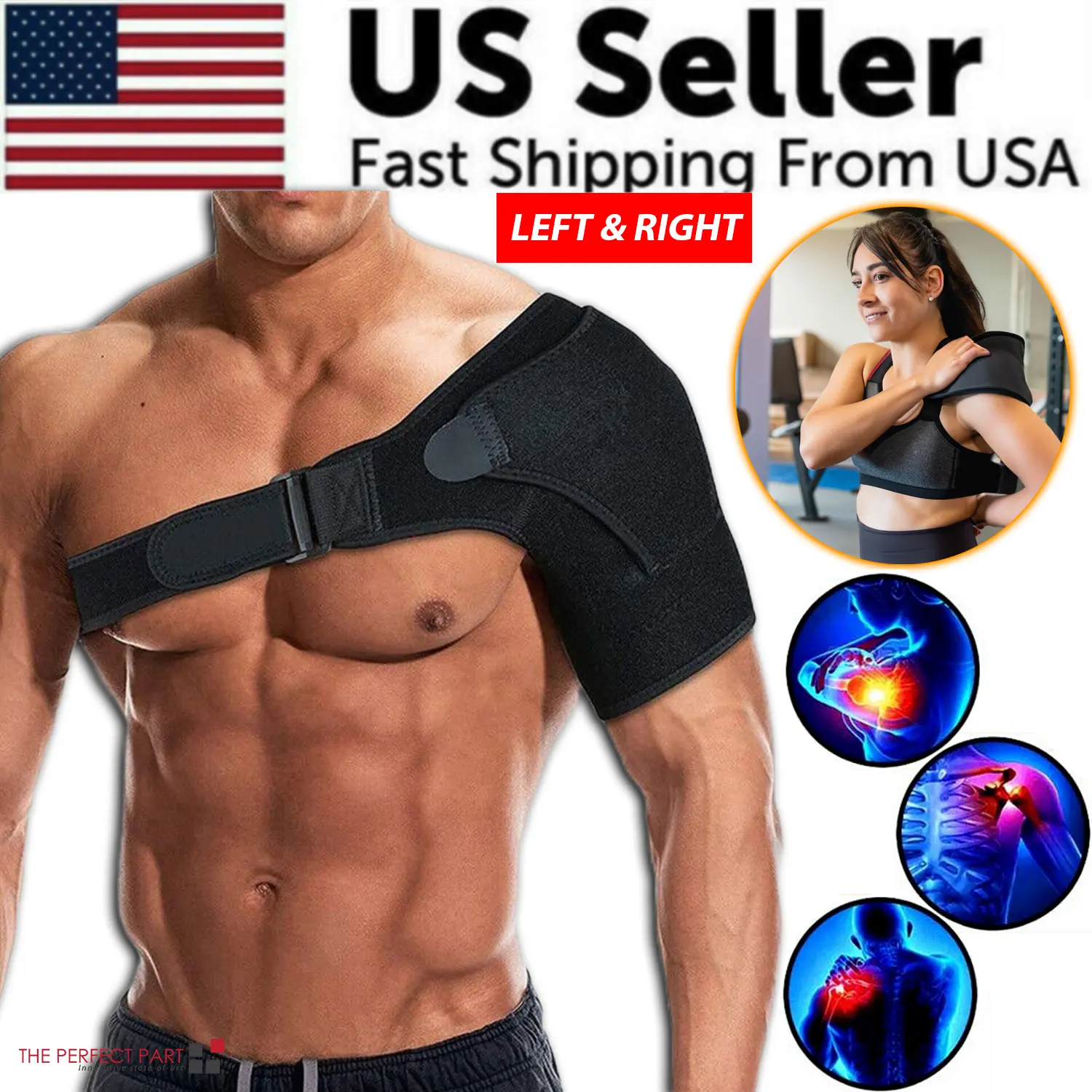 Shoulder Brace Support Compression Sleeve Torn Rotator Cuff AC Joint